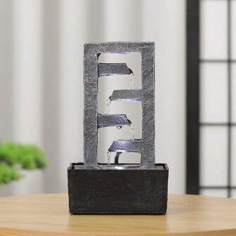 1pc Indoor Desktop Waterfall Fountain Flowing Statue Decoration, Very Suitable For Relaxing And Enhancing Feng Shui. The Perfect Decoration For Home And Office