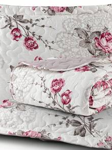 200 Thread Count Double-Sided 3-Piece King/Queen/Double/Single Floral Print Avere Bedspread - Lilac - View 7