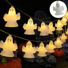 1 Peça Luzes de Corda em Formato de Abóbora, Fantasma e Morcego, Adequadas para Halloween, Natal, Festa, Baile, Decoração Doméstica de Feriados, Decoração de Halloween, Decoração de Casa, Decoração de Festa, Decoração de Halloween, Decoração de Quarto, Decoração de Jardim de Halloween para Presente Fada
