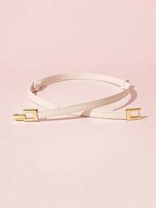 1pc Women's Adjustable Leather Belt, Fashionable Minimalist Buckle Belt For Skirt, Office Casual Party, Versatile Summer, School