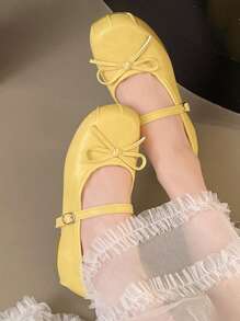 2025 New Increased Height Version Round Toe Mary Jane Shoes For Women, French Ballet Flats