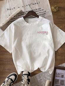 MATCHA TOP Summer T-Shirt Design, Women's Casual Round Neck Short Sleeve T-Shirt - White - View 2