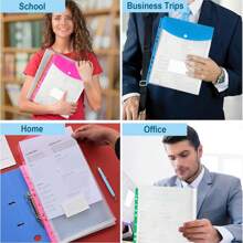 12pcs A4 Large Capacity Loose-Leaf File Folders, With 11-Hole Binder Rings, Made Of Modern PP Material, Expandable Button And Label Pockets, Suitable For School, Home, Office, Attendance, Travel - Portable Design, Back To School, School Supplies