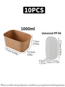 10/5/1 件/套 一次性纸质食品储存盒，带透明 PP 盖，防尘防虫，外卖午餐盒，餐厅外卖盒，家用烧烤，早餐，面包，零食服务盒，冰箱食品储存容器，纸质材料，防漏，户外野餐盒，适用于家庭厨房，餐厅，旅行