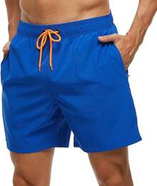 Bañadores para hombres de secado rápido con bolsillos con cremallera y forro de malla - Azul profundo - Ver 1