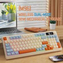 M96 Wireless Gaming Keyboard, Knob Control Bluetooth/2.4G Wireless, Mechanical Feeling, RGB LED Backlit With Display Screen, PBT Keycap, 3000mAh, US Layout Compatible With Win/