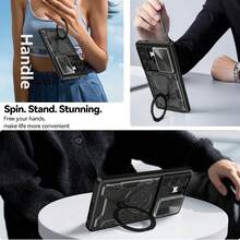 360° 旋转磁性手机支架保护壳，防摔，兼容 11/12/13/14/15/16 Pro Max、S22/23/24+ UA04/A05/A14/A15/A24/A25/A34/A54S、Moto、OPPO、Vivo、Redmi Note 13C+、HONOR X7/X8/X9、OPPO/Vivo 型号，TPU 材质手机后盖保护壳，兼容摩托罗拉/PIXEL 6/7/8/9 Pro 防水防震防刮 - 黑色 - 查看 5