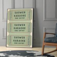 1 Pc Canvas Painting,Shower, Karaoke, Entry Tickets, Framed Poster, Chair,Wood Framed Painting (1) Thickness 2.5 Cm/ 1 Inch-Home Decoration For All Occasions,Ideal New Year, Valentine's Day,Thanksgiving,Easter,Christmas Gift,Room Decoration Aesthetic,Wall Decoration Art,Perfect Gift,Autumn And Winter Wall Decoration,Living Room Decoration, Bedroom Decoration, Kitchen Decoration, Entry Decoration, Bathroom Decoration, Direct Wall Painting, High Quality Wall Painting Poster,Modern Home Decoration Stretched And Framed Ready To Hang - 黑色 - 查看 3