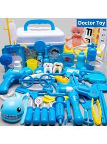 1 set 31 piezas Juego de doctor para niños - Kit de juego de roles de enfermera con estetoscopio, jeringa, caja médica de juguete, regalo perfecto para cumpleaños, días festivos, Navidad, Halloween