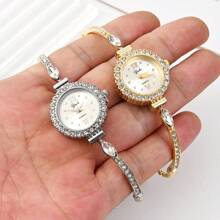 1pc Women's Embellished Pull String Bracelet Watch, Elegant Convenient Quartz Watch, Fashion & Stylish, Great Gift For Holidays