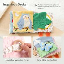 Libro de tela de elefante bebé, muñeco de tacto de educación temprana, libro de reconocimiento de animales volteable, muñeco de peluche adorable, ayuda al bebé a reconocer el mundo, regalo para recién nacidos