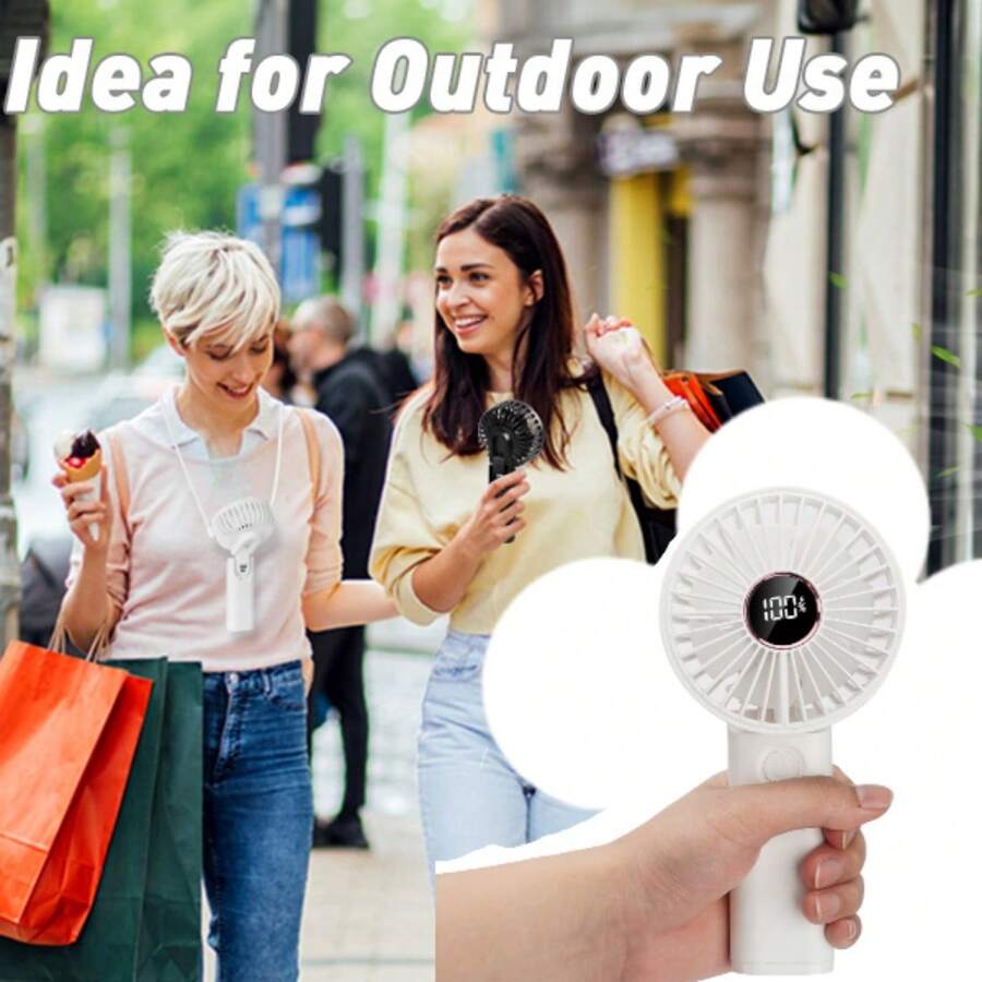 Small Portable Fan With Lanyard, 180° Free Adjustment, Foldable Handheld Fan With 6 Speeds, Small Pocket Fan With LED Display, Low Noise Fan With Power Bank For Outdoor Activities Such As Traveling, Shopping, And Hiking - 白色 - 查看 1
