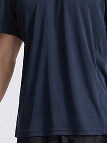 CAMEL CROWN Men's Stand-Up Collar Functional Short T-Shirt, Summer Sports Quick-Drying T-Shirt Thin Breathable Fitness Running Sunscreen Short-Sleeved Tops - Prussian Blue - View 3