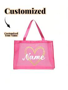 1pc Customized Mesh Tote Bag Your Own Design,Personalized Design (Name,Logo,Text) Foldable Large Capacity Lightweight Stylish Personalized Tote Bag Shoulder Bag Casual Shopping Bag Tote Bags Initial Classic Present Bag Personalized For Wedding Birthday Beach Holiday ,Use Tt Yourself Or Give Gifts To Others For Friends Mom Teachers Large Capacity Bag For Women Letter Portable,All-Purpose,Large Capacity,Versatile,Multifunction,Colorful,Cute,Adorable,Contracted,Funny,Kawaii,Y2K,Minimalist,Commuting,Business Casual,Basics,Custom,Personalized,Unique,Customized,Ideal Gifts For Him,Ideal Gifts For Her,Her,Family,Friends,Girlfriend,For Anniversaries,For Birthdays,For Holiday/ Vacation,For Outdoors/Outings/Travel/Hiking/Stadium/Sports/Climbing,For Business/Commute/Work/Office - Multicolor - View 9