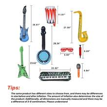 2pcs/6pcs/8pcs Inflatable Musical Instrument Party Props, Rock Star Toy Set, Inflatable Guitar, Inflatable Saxophone, Bass Pipa, Microphone, Mobile Phone, Tape Recorder, 80s/90s Themed Party Studio Decoration - Multicolor - View 12