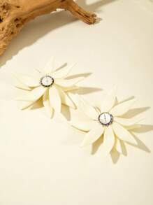 imoli 1 Paar minimalistisch, boho-stil geflochtene perlen blumen-förmige asymmetrische ohrstecker, modisch für frauen, tolles geschenk für freunde und familie