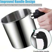 1.3L Stainless Steel Melting Pot Set, With 1 Spoon, 100pcs Candle Wicks, 5pcs Stickers - DIY Candlemaking Kit, For Romantic, Valentine's Day And Celebration, Candlemaking Supplies Stainless Steel Melting Pot, Candlemaking Supplies - Multicolor - View 4