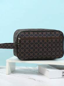 Bolso de mano, bolso de muñeca, bolso de tocador para hombre de gran capacidad, impermeable y ligero, adecuado para universidad, negocios, viajes, de piel de estilo retro y sencillo. Regalo perfecto para Navidad, Día de San Valentín, primavera o verano