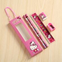 6pcs/8pcs/14pcs/1Set Hello Kittys Cartoon Ruler Pencil Sharpener Eraser Notebook Set Creative Drawing Office Supplies Kitty Cat Stationery Kit Gifts (Some Parts May Be Random)(The Package Design Is Random)