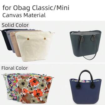 Nueva 1 pieza Forro interior de lona de unicolor y impermeable, con bolsillo con cremallera, organizador de inserción para la clásica mini O bag estándar