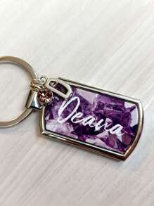 1pc Birthstone Keyring - Birth Stone Keychain - March Birthday Gifts - Friendship Key Ring - Personalised Birthday Gift For Her March Baby ,Valentine's Day Custom Photo Wedding Gift Keychain, Personalised Wedding Date Photo Keychain