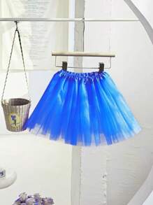 1pc Solid Color 3-8 Years Old Princess Puffy Tulle Tutu Skirt, Dance Performance Costume