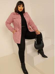 PLUS SIZE BENGALINE JACKET WINTER OVERCOATER PLUS SIZE CUSTOM CUFF CUFF MODEL PARKA COAT - 乾枯玫瑰色 - 查看 1
