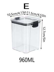1pc Air Tight Sealed Canister, Transparent Plastic Storage Container For Grains, Spices, Tea Leaves, Beads & Accessories, Kitchen Organization, Easy Locking Lid, Not Dishwasher Friendly