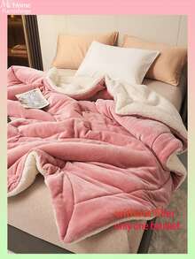 Cobertor de lã dupla camada de pelúcia macia de 1 peça, rosa leitoso, versátil para sofá, escritório, quarto, viagens e acampamentos, lavável à máquina, adequado para meninos, meninas, dormitórios de estudantes universitários