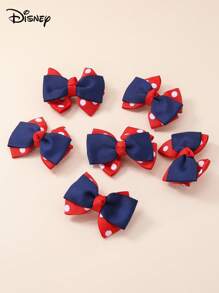 Disney 6 piezas de pinzas para el cabello con lazo a lunares rojos de Disney para niños, accesorios de pelo lindos de princesa, pinzas para flequillo de niña pequeña para uso diario