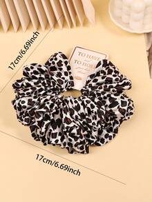 1 Pc Satin Soft Large Hair Scrunchie With Card Holder, Leopard Pattern Suitable For Singles Party/Holidays/Wedding, Elastic Damage-Free Hair Tie Gift For Women, Casual ,Hair Accessories Ponytail Head Accessories Elastic Band Holiday Accessories,Travel,Birthday - Leopard - View 6