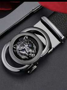 A Lightweight Luxury Black Tiger Alloy Belt With Diamond-Inlaid Blue Eyes For Men, Featuring A New Self-Locking Alloy Buckle. It Is Perfect For A Gothic Style Business Casual Look And Is A Multifunctional Accessory Suitable For Jeans. This Makes It An Ideal Gift For Dads, Relatives, And Boyfriends.