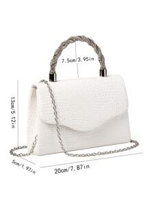 1pc Woven Pattern PU Material Clutch Bag, Embellished With Delicate Rhinestones, Suitable For Carrying By Hand/Wrist, Cross-Body, Applicable For Wedding, Party, Prom, Evening Events