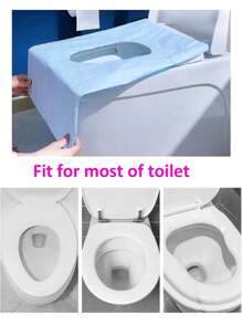50 pièces Housses de siège de toilette jetables, utilisation à l'hôtel et en voyage, imperméables, coussins de siège de toilette à la maison, propres et hygiéniques