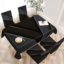 1/4/5/6/7pcs Fashionable Simple European And American Style Printed Chair Covers / Chair Cover Set, Suitable For Indoor Home Restaurant, Hotel Modern Daily Decoration. Tablecloth Suitable For Square Tables, Elastic Chair Covers Can Be Washed