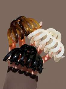 3 Peças/1 Peça 9,5cm Presilhas de Cabelo de Plástico Geométricas Pretas, Brancas e Cáqui, Multifuncionais, Elegantes, Minimalistas, Presilhas de Cabelo de Cor Sólida Adequadas para Uso Diário, Casual, Festa, Deslocamento, Férias, Penteado, Lavagem do Rosto, Maquiagem, Combinação de Roupa de Verão, Acessórios de Beleza Clipe de Cabelo Casual