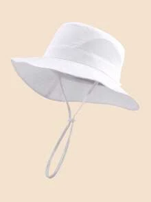 1pc Kids Solid Color Breathable Anti-Side Net Sun Protection Bucket Hat, Lightweight Breathable Beach Hat, Bucket Hat For Daily Wear - A - View 9