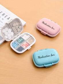 Customized Text/LOGO Portable 8 Grids Sealed Medicine Box, Dust-Proof Moisture-Proof Pill Organizer