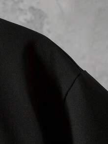 Conjunto de camiseta de manga corta y pantalón corto para niños con estampado de letras de cabeza de vaca. - Negro - Ver 6