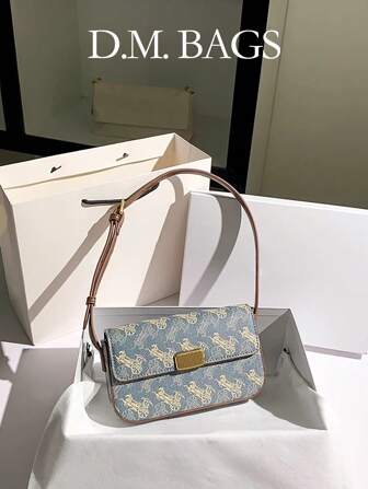 New Arrivals Large Capacity Luxury Printed Niche Designer Fashionable High-End Underarm/Baguette Bag For Women, Elegant And Versatile, Adjustable Shoulder Strap, Crossbody Design, Suitable For Work, College, Daily Use