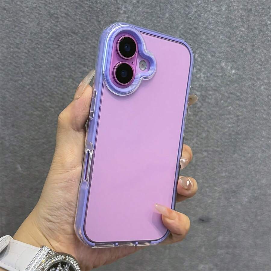 【よく売れる】なキャンデ ィカラー ダブルレイヤー耐衝撃 i Phone 16e 16 15 14 13 12 Pro Max ケース ナイロンチェーン付きショックプルーフバックカバー - イエロー - チェックする 1