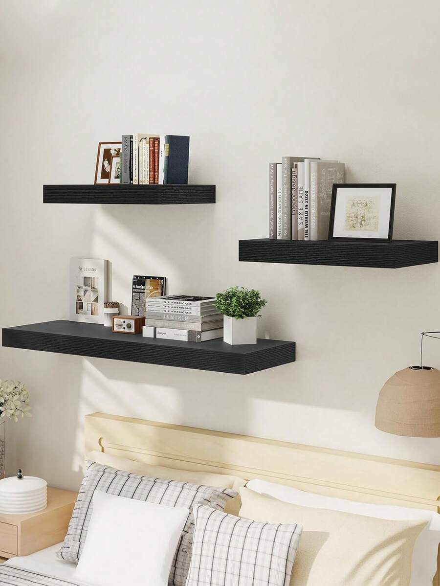 1 PIEZA Estantería flotante para pared, juego de estantes largos de roble rústico para la sala de estar, baño, lavandería, dormitorio, cocina, oficina en casa