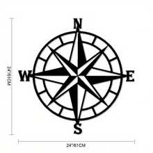 Black Metal Nautical Compass Wall Decor- Beach Wall Hanging Art-Metal Cut -Wind Resistant, Stable In Windy Conditions-Metal Signs -Pub Decor - Black - View 10