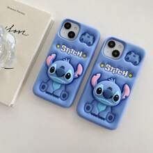 Disney Funda de teléfono 3D linda de Stitch para 6-11/15Pro Max, funda protectora de silicona suave para teléfonos Apple, adecuada para mujeres