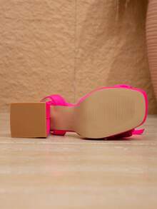 Women's New Bow Decor Elegant High Heel Sandals, Suitable For Formal Occasions, Dinner Dates, Fuchsia Color, Platform High Heels - Hot Pink - View 7