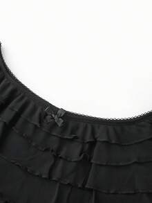 Women Y2k Lace Bloomers Lolita Multi-Layered Bottoms Ruffle Short Sweet Pettipants Sexy Mini Shorts Low Rise Hot Pants Cute Pumpkin Bottoms - màu đen - Xem 7