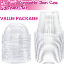 Clear Plastic Cups With Lids,6 Oz-50 Pack Mini Parfait Cups With Dome Lids(No Hole),Disposable Party Dessert Cups For Cold Drinks,Fruit,Cupcake,Ice Cream,Snack,Candy - 50 Pack Cups With Dome Lids - 查看 3