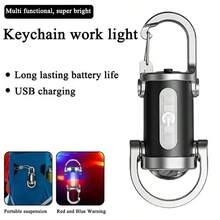 1pc Portable Waist-Clip Keychain Mini Flashlight, Multi-Function Small Powerful Light, Waterproof, Ultra-Wide Floodlight - Black - View 9