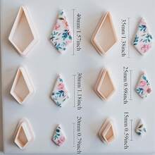 6 件细长椭圆形/钻石形/扇形水滴形/弧形边缘梯形聚合物粘土耳环切割器套装，不同尺寸细长水滴粘土切割器适用于 DIY 耳环珠宝吊坠制作，长泪珠粘土耳环和珠宝制作用品