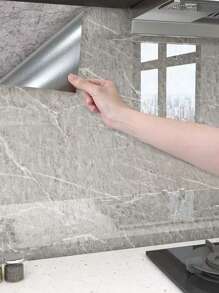 1 Roll Marble Pattern Peel And Stick Wallpaper, Waterproof, Moisture-Proof, Easy To Apply And Clean, Suitable For Bathroom, Kitchen, Living Room, Bedroom Decor